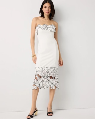 Cutwork Strapless Sheath Dress | White House Black Market